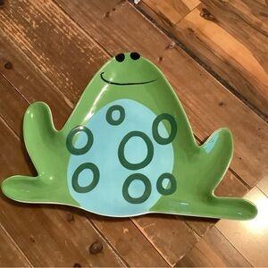Green Frog Decorative Platter with Blue Belly